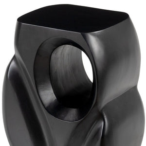 Homeroots 16" Black Solid Wood Abstract Figurine End Table - Unique Design For Living Room & Office Accent   556518