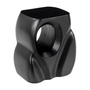 Homeroots 16" Black Solid Wood Abstract Figurine End Table - Unique Design For Living Room & Office Accent   556518