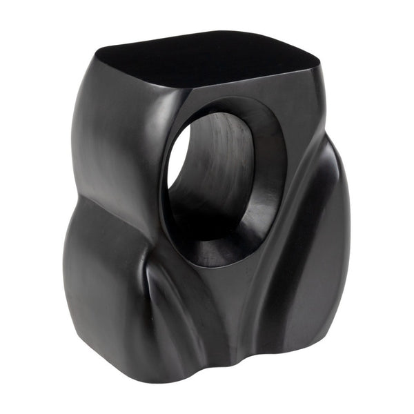 Homeroots 16" Black Solid Wood Abstract Figurine End Table - Unique Design For Living Room & Office Accent   556518