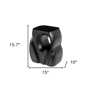 Homeroots 16" Black Solid Wood Abstract Figurine End Table - Unique Design For Living Room & Office Accent   556518