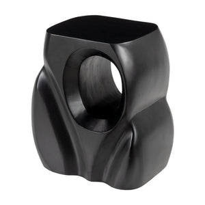 Homeroots 16" Black Solid Wood Abstract Figurine End Table - Unique Design For Living Room & Office Accent   556518