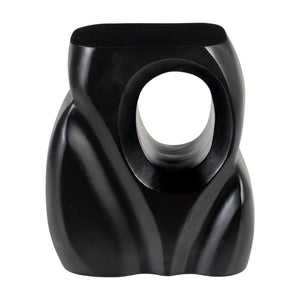 Homeroots 16" Black Solid Wood Abstract Figurine End Table - Unique Design For Living Room & Office Accent   556518