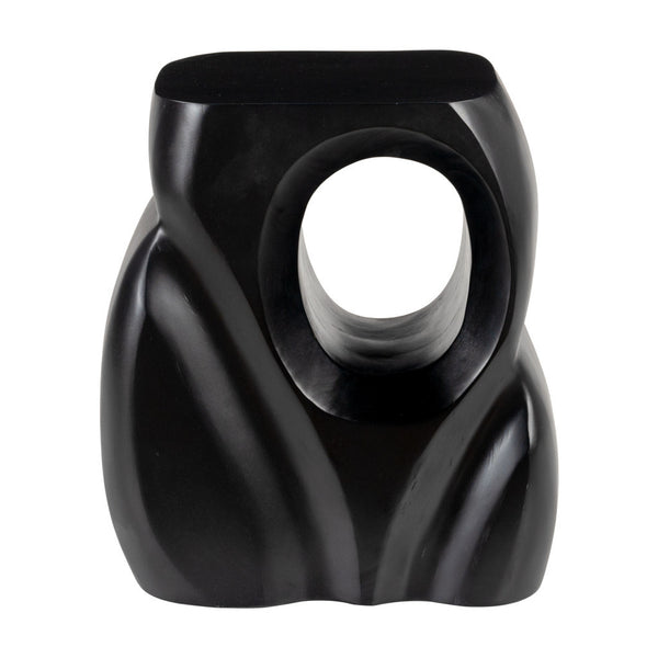 Homeroots 16" Black Solid Wood Abstract Figurine End Table - Unique Design For Living Room & Office Accent   556518