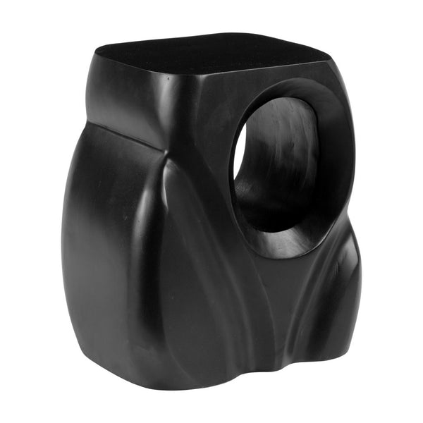 Homeroots 16" Black Solid Wood Abstract Figurine End Table - Unique Design For Living Room & Office Accent   556518