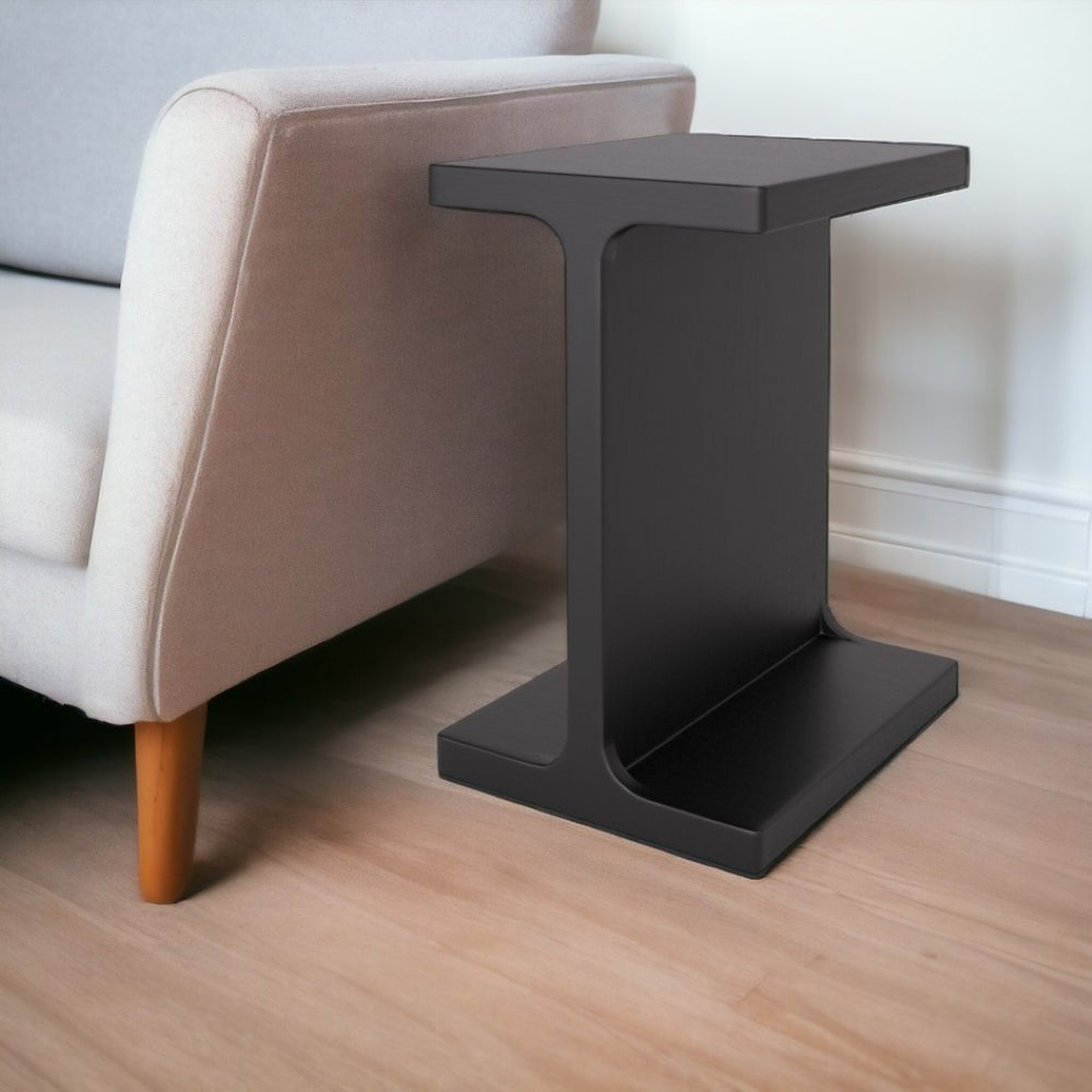 HomeRoots 20" Black Solid Wood Pedestal End Table - Modern Compact Design for Small Spaces, No Assembly Needed! 556520