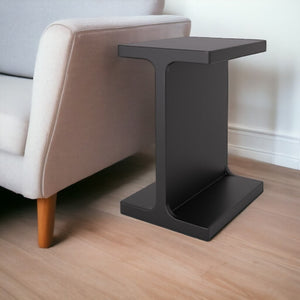 HomeRoots 20" Black Solid Wood Pedestal End Table - Modern Compact Design for Small Spaces, No Assembly Needed! 556520