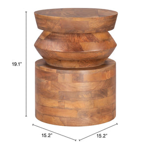 HomeRoots 19" Brown Solid Wood Round Pedestal End Table - Timeless Accent for Living Room, Bedroom & More 556523