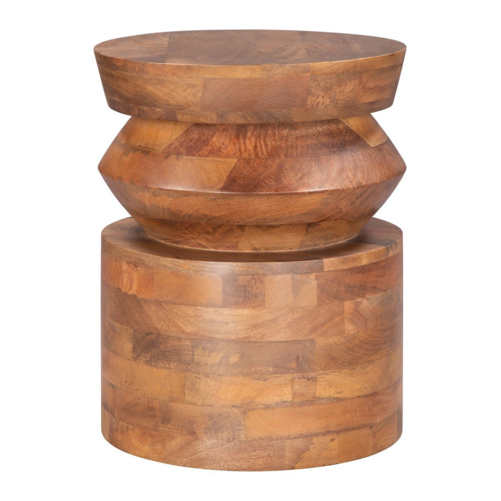 HomeRoots 19" Brown Solid Wood Round Pedestal End Table - Timeless Accent for Living Room, Bedroom & More 556523