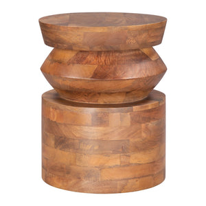HomeRoots 19" Brown Solid Wood Round Pedestal End Table - Timeless Accent for Living Room, Bedroom & More 556523