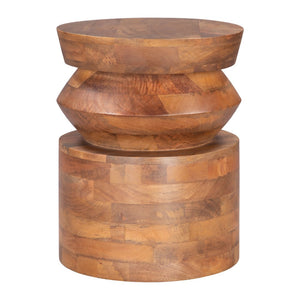 HomeRoots 19" Brown Solid Wood Round Pedestal End Table - Timeless Accent for Living Room, Bedroom & More 556523