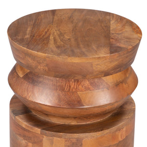 HomeRoots 19" Brown Solid Wood Round Pedestal End Table - Timeless Accent for Living Room, Bedroom & More 556523