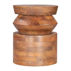 HomeRoots 19" Brown Solid Wood Round Pedestal End Table - Timeless Accent for Living Room, Bedroom & More 556523