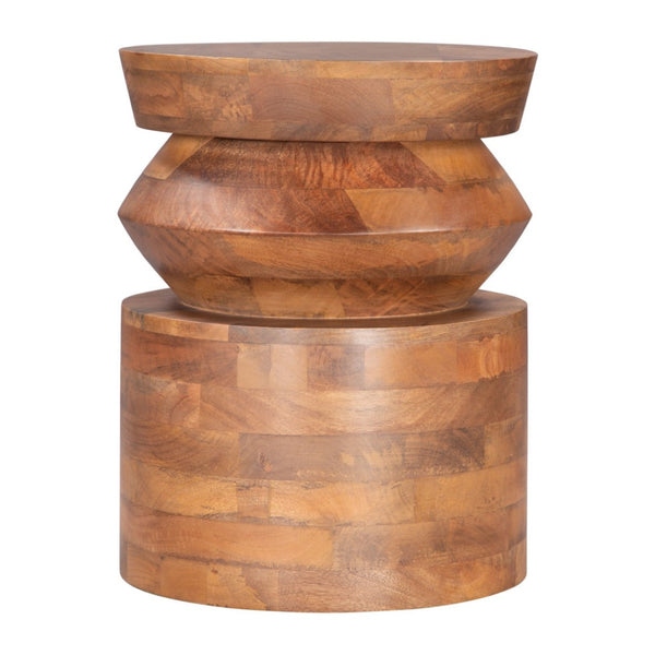 HomeRoots 19" Brown Solid Wood Round Pedestal End Table - Timeless Accent for Living Room, Bedroom & More 556523
