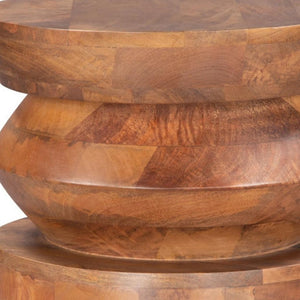 HomeRoots 19" Brown Solid Wood Round Pedestal End Table - Timeless Accent for Living Room, Bedroom & More 556523