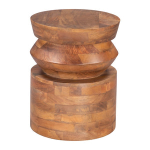 HomeRoots 19" Brown Solid Wood Round Pedestal End Table - Timeless Accent for Living Room, Bedroom & More 556523