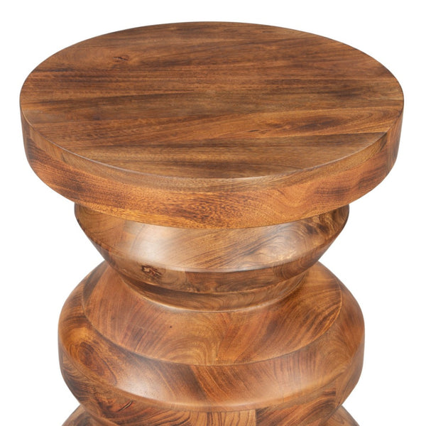 HomeRoots 21" Solid Wood Round Pedestal End Table in Rich Brown – Versatile Accent for Any Room Style 556524