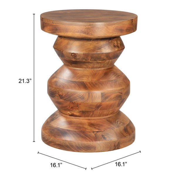 HomeRoots 21" Solid Wood Round Pedestal End Table in Rich Brown – Versatile Accent for Any Room Style 556524