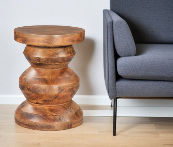 HomeRoots 21" Solid Wood Round Pedestal End Table in Rich Brown – Versatile Accent for Any Room Style 556524