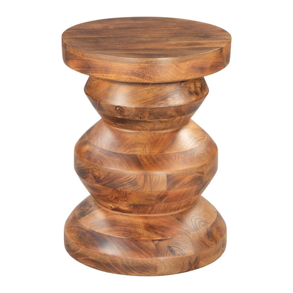 HomeRoots 21" Solid Wood Round Pedestal End Table in Rich Brown – Versatile Accent for Any Room Style 556524