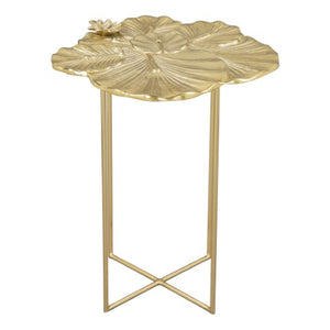 Homeroots 21" Gold Aluminum And Iron Cross Legs End Table - Chic Accent Table For Living Room Or Entryway Use   556525