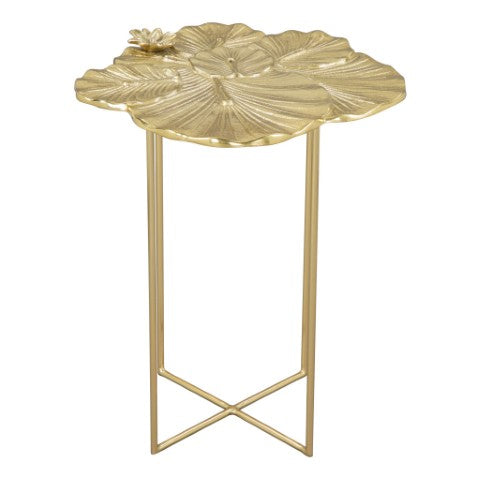 Homeroots 21" Gold Aluminum And Iron Cross Legs End Table - Chic Accent Table For Living Room Or Entryway Use   556525