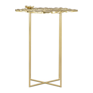 Homeroots 21" Gold Aluminum And Iron Cross Legs End Table - Chic Accent Table For Living Room Or Entryway Use   556525