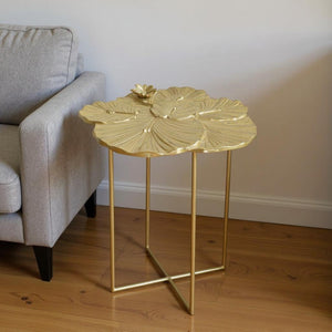 HomeRoots 21" Gold Aluminum Cross Legs End Table - Modern Glam Accent for Small Spaces, Fully Assembled Design 556525