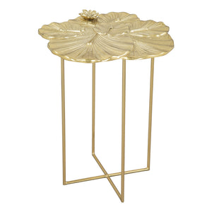 Homeroots 21" Gold Aluminum And Iron Cross Legs End Table - Chic Accent Table For Living Room Or Entryway Use   556525