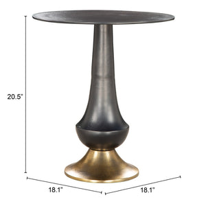 Homeroots 21" Black And Gold Round Pedestal End Table – Modern Aluminum Accent Table For Stylish Decor   556526