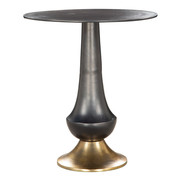Homeroots 21" Black And Gold Round Pedestal End Table – Modern Aluminum Accent Table For Stylish Decor   556526