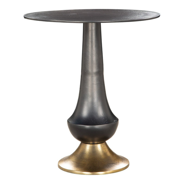 Homeroots 21" Black And Gold Round Pedestal End Table – Modern Aluminum Accent Table For Stylish Decor   556526