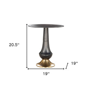 Homeroots 21" Black And Gold Round Pedestal End Table – Modern Aluminum Accent Table For Stylish Decor   556526