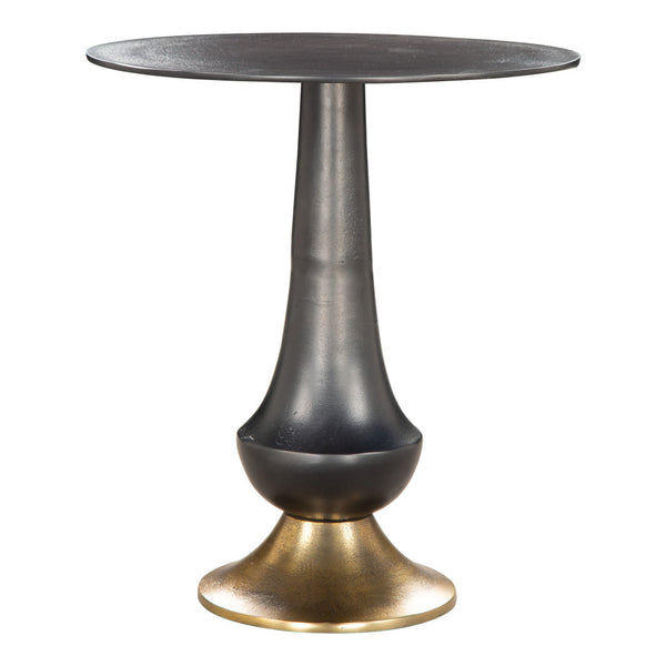 Homeroots 21" Black And Gold Round Pedestal End Table – Modern Aluminum Accent Table For Stylish Decor   556526