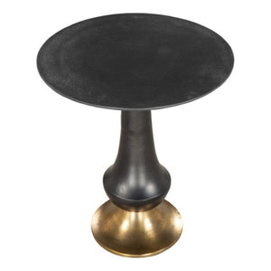 Homeroots 21" Black And Gold Round Pedestal End Table – Modern Aluminum Accent Table For Stylish Decor   556526
