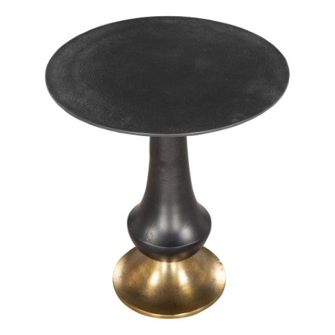 Homeroots 21" Black And Gold Round Pedestal End Table – Modern Aluminum Accent Table For Stylish Decor   556526