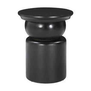 HomeRoots 20" Black Solid Mango Wood Round Drum End Table - Modern Design with Geometric Base, Fully Assembled! 556532