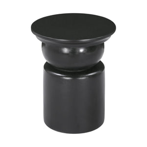 HomeRoots 20" Black Solid Mango Wood Round Drum End Table - Modern Design with Geometric Base, Fully Assembled! 556532