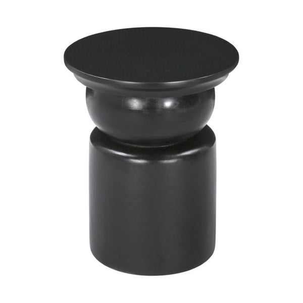 HomeRoots 20" Black Solid Mango Wood Round Drum End Table - Modern Design with Geometric Base, Fully Assembled! 556532