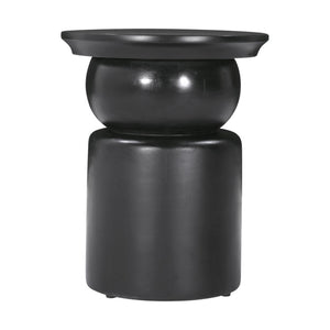 HomeRoots 20" Black Solid Mango Wood Round Drum End Table - Modern Design with Geometric Base, Fully Assembled! 556532
