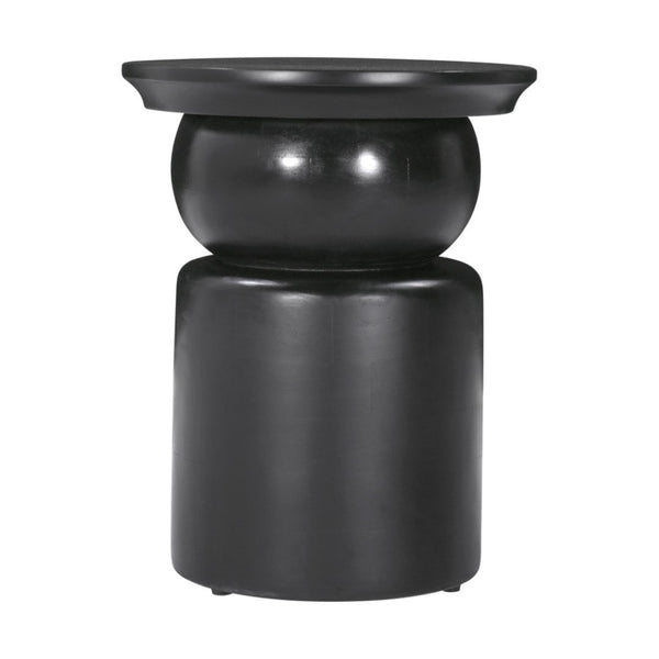 HomeRoots 20" Black Solid Mango Wood Round Drum End Table - Modern Design with Geometric Base, Fully Assembled! 556532