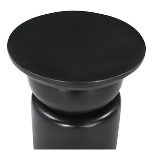 HomeRoots 20" Black Solid Mango Wood Round Drum End Table - Modern Design with Geometric Base, Fully Assembled! 556532