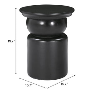 HomeRoots 20" Black Solid Mango Wood Round Drum End Table - Modern Design with Geometric Base, Fully Assembled! 556532