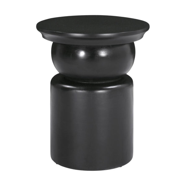 HomeRoots 20" Black Solid Mango Wood Round Drum End Table - Modern Design with Geometric Base, Fully Assembled! 556532