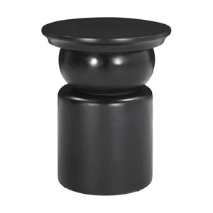 HomeRoots 20" Black Solid Mango Wood Round Drum End Table - Modern Design with Geometric Base, Fully Assembled! 556532