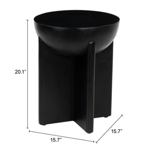 HomeRoots 20" Black Solid Mango Wood Round Pedestal End Table – Modern Minimalist Accent for Small Spaces 556535