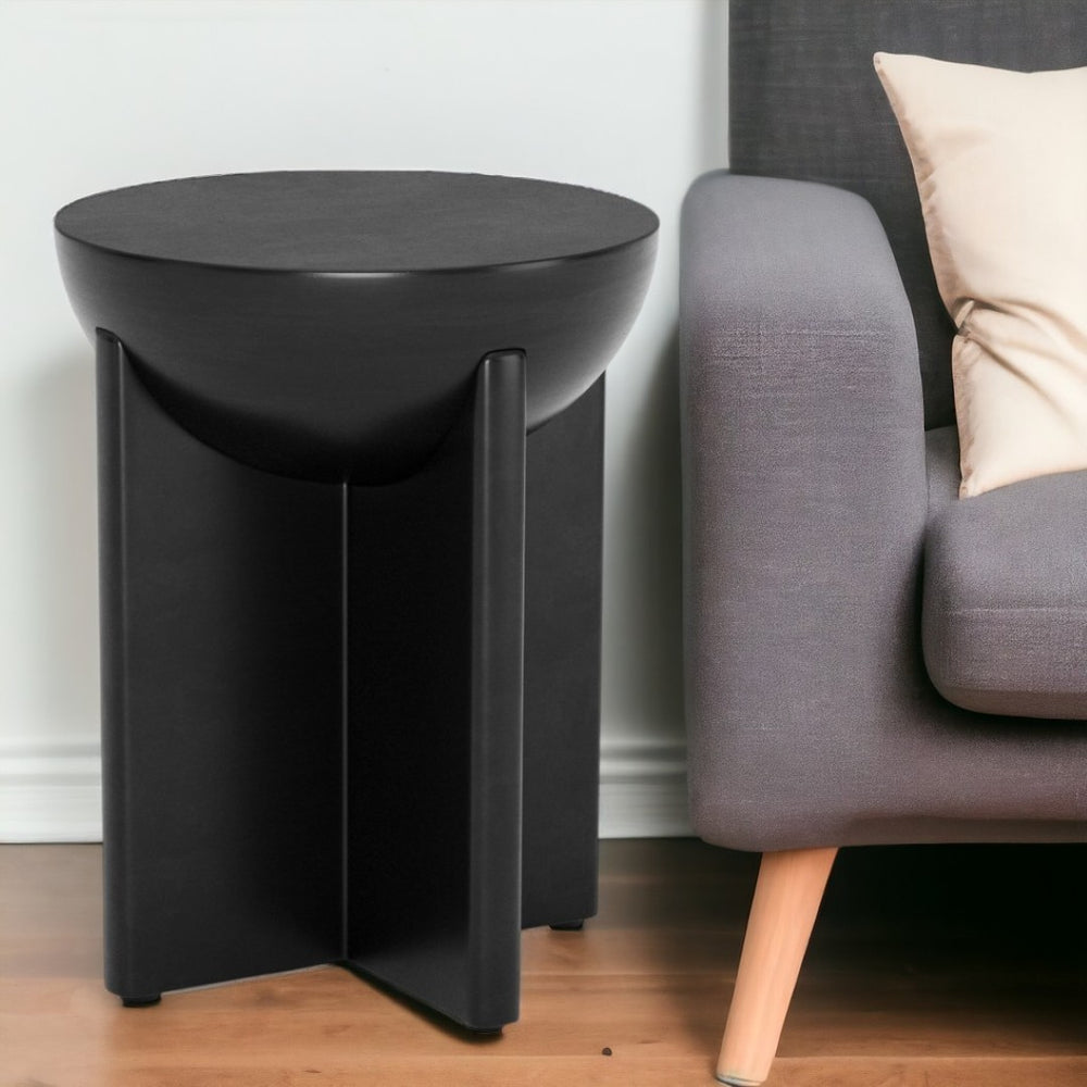 HomeRoots 20" Black Solid Mango Wood Round Pedestal End Table – Modern Minimalist Accent for Small Spaces 556535