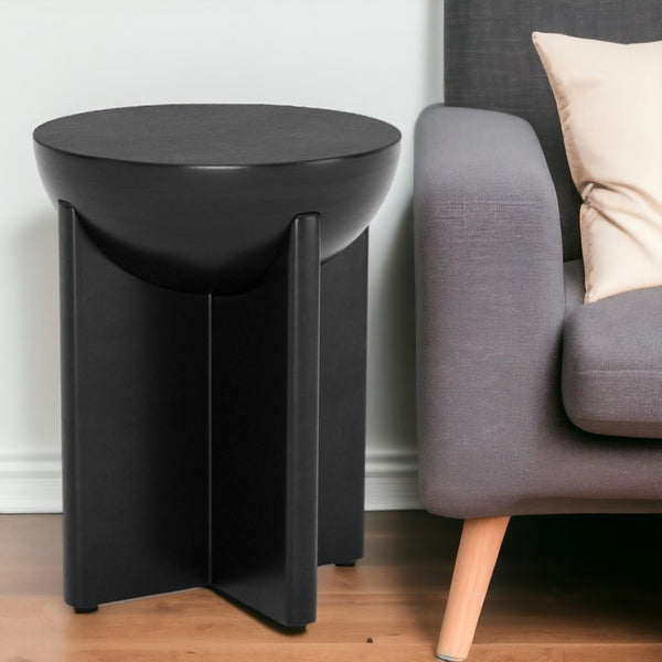 HomeRoots 20" Black Solid Mango Wood Round Pedestal End Table – Modern Minimalist Accent for Small Spaces 556535