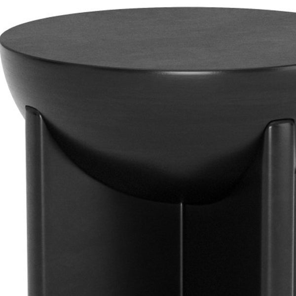 HomeRoots 20" Black Solid Mango Wood Round Pedestal End Table – Modern Minimalist Accent for Small Spaces 556535