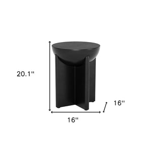 HomeRoots 20" Black Solid Mango Wood Round Pedestal End Table – Modern Minimalist Accent for Small Spaces 556535