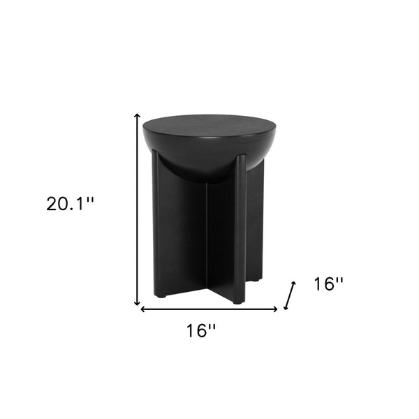 HomeRoots 20" Black Solid Mango Wood Round Pedestal End Table – Modern Minimalist Accent for Small Spaces 556535